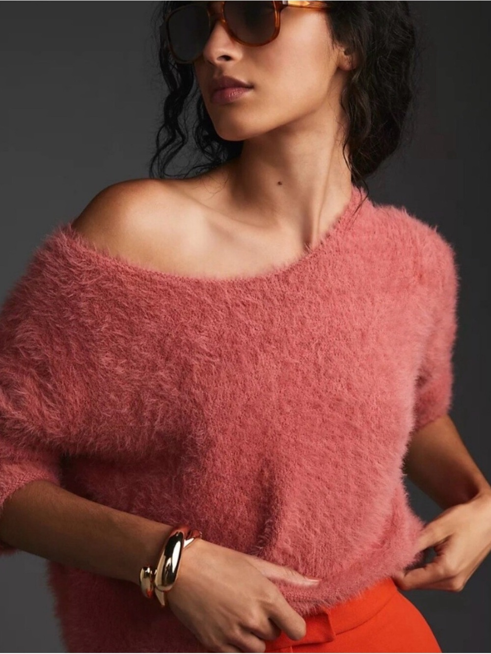 Petite Anthropologie Pilcro fuzzy sweater